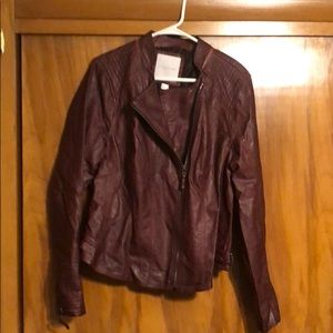 Maroon leather look jacket